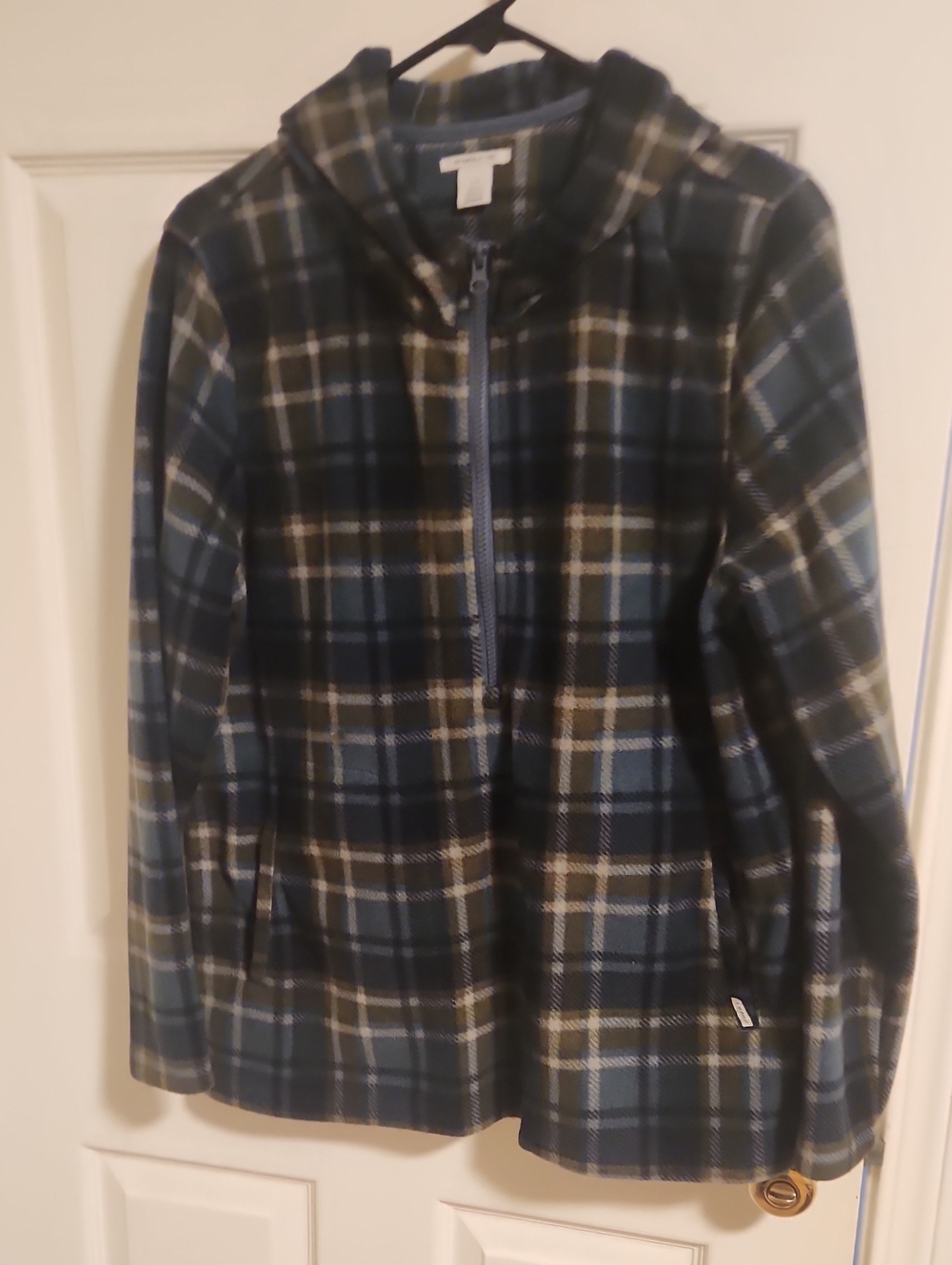 O'Neill Blue and Green Plaid Hooded Zip Jacket